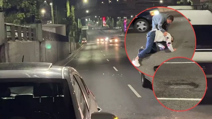 CDMX: Megabaches en Periférico Sur tumban un motociclista y revientan 4 autos