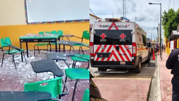 Se cae el techo de un salón de clases en primaria de Tizimín, Yucatán: Hay alumnos lesionados y evacuación escolar