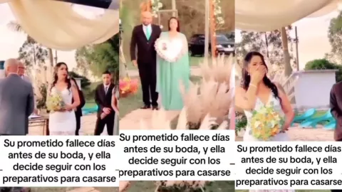 VIDEO: ¡Conmovedor! Novia celebra su boda pese a la muerte de su prometido