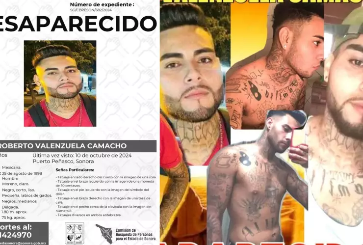 Ficha de búsqueda y tatuajes de Roberto Valenzuela