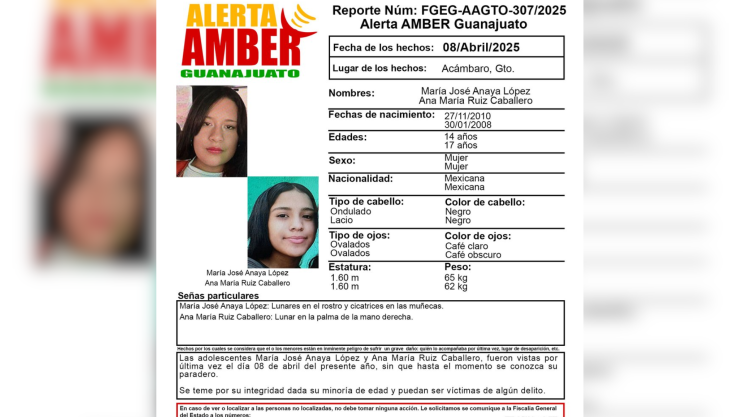 Desaparecidos Guanajuato ¿Quiénes son María José Anaya López y Ana María Ruiz Caballero y qué se sabe de su desaparición.png
