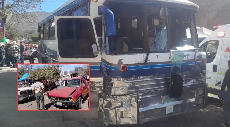 Autobús se queda sin frenos, choca y deja un muerto en Talpa de Allende, Jalisco
