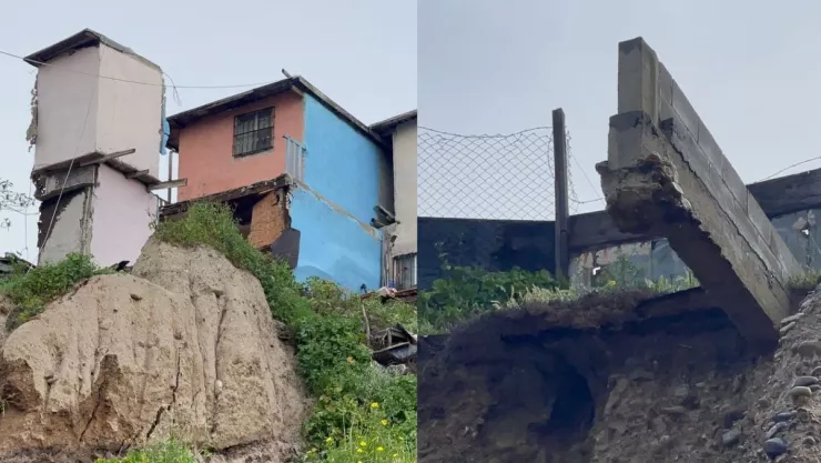 Desalojan a familias por derrumbe en la colonia Herradura Sur