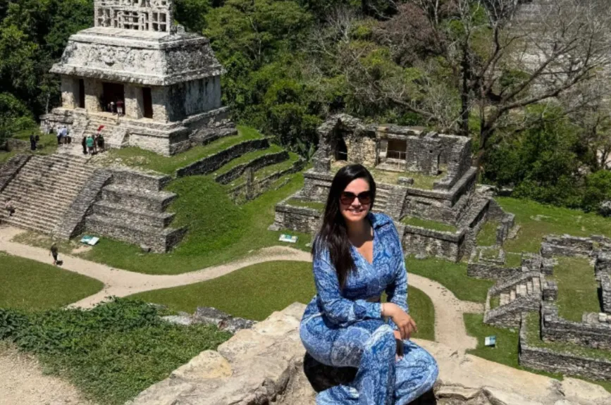 La también actriz visitó Palenque y recordó que hace 27 años fue por primera vez al turístico lugar, lo que le trae grandes recuerdos.