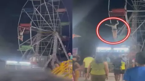 Mujer cae de rueda de la fortuna