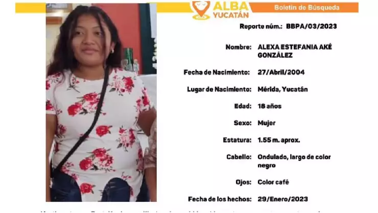 FGE activa protocolo alba por joven desaparecida en Kanasín
