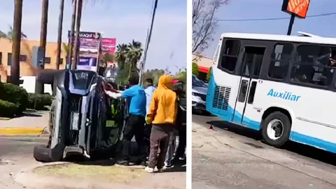 Chocan camión urbano y camioneta en Cerro Gordo hoy | León, Guanajuato