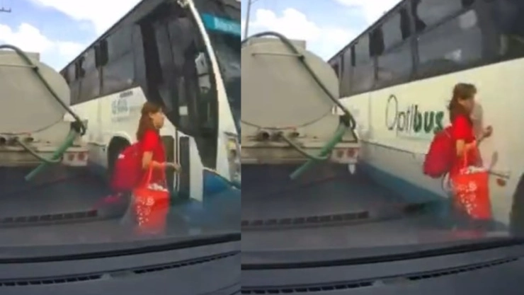 Mujer se salva de ser atropellada.