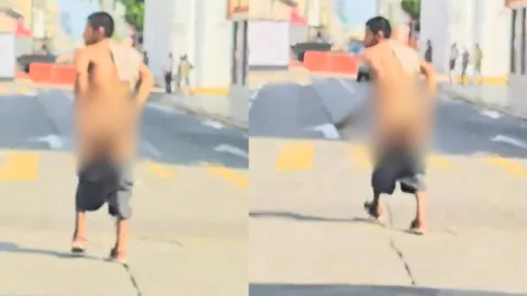 Hombre se quita la ropa y camina en las calles de Veracruz