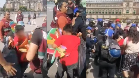 Arrebatan mercancía a niño comerciante en el zócalo CDMX
