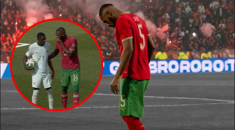 Este jugador de Marruecos se tapó la boca en la cancha y no lo expulsaron en el partido vs Francia