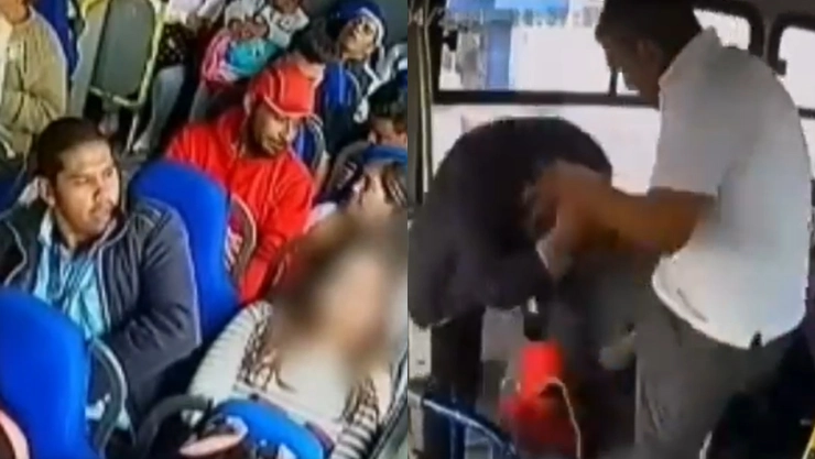 La cámara de seguridad grabó el momento del acoso y de la golpiza.