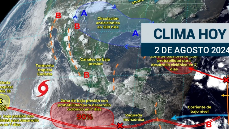 Para el clima de hoy viernes 2 de agosto se esperan lluvias intensas