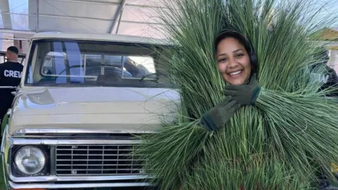 No eran utilería: esto ganaron quienes se disfrazaron de árboles y pasto en el medio tiempo del Super Bowl