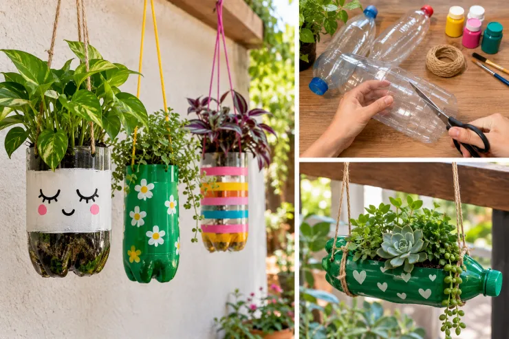 3 ideas para reciclar botellas de plástico y armar macetas colgantes