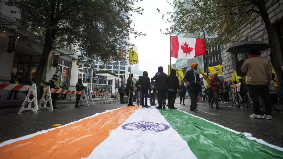 Protesta ante el Consulado Indio en Vancouver, Canadá.