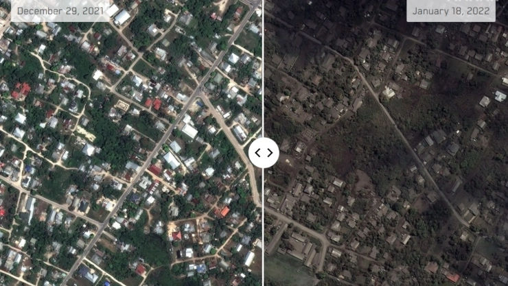 imagenes después volcan tonga