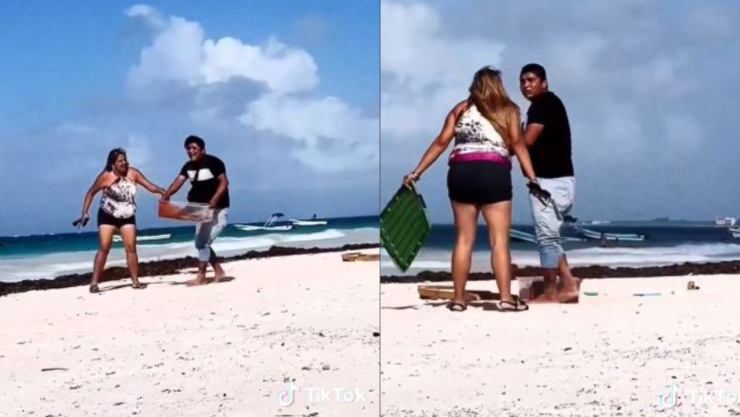 Pelea entre vendedor y turista en Tulum