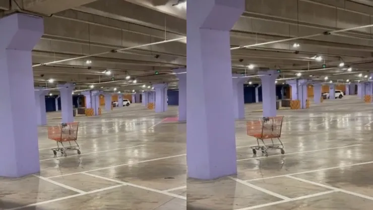 Captan a supuesto fantasma moviendo un carrito de supermercado en Veracruz