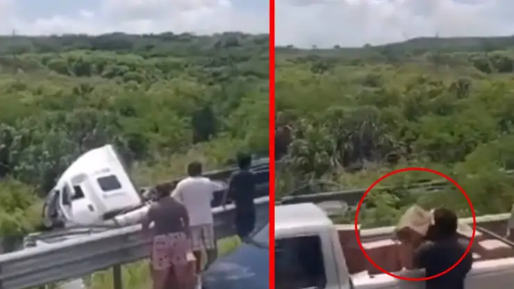 Habitantes de comunidad en Oaxaca rapiñan cerveza tras volcadura de camión.-