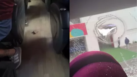 Toto Salvio compartió imágenes desde el interior del autobús de las agresiones de Lanús