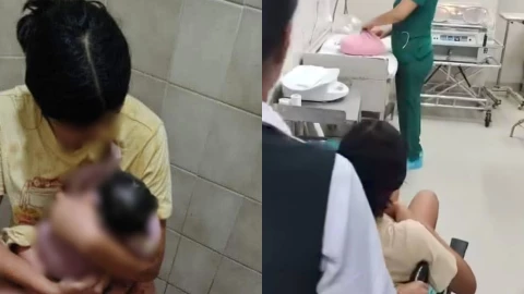 Adolescente carga a su bebé tras dar a luz en el baño del IMSS