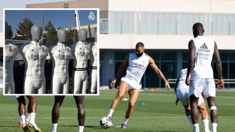 Jugadores del Real Madrid entrenan con barrera de robots.