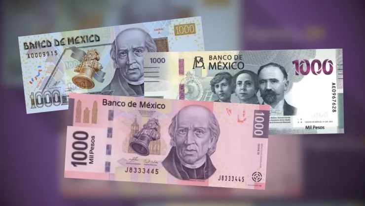 billetes de 1000 pesos de las familias D1 y F