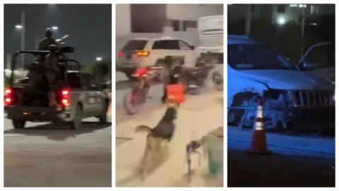 VIDEO: Militar ataca a balazos a expareja, enfrenta a policías y desata persecución en NL. En la imagen se observa a los militares en acción, la persecución y cómo quedó la camioneta destrozada antes de la detención del implicado.