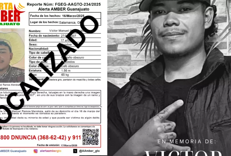 Localizan sin vida al adolescente Víctor Manuel Ramos Mendoza, desaparecido en Salamanca