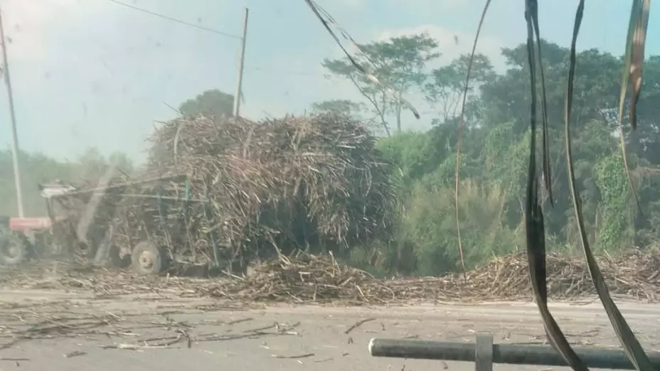 Un conductor grabó el momento del accidente, cuando la plana no se detuvo pese a los avisos de maniobra del tractor en la carretera Cárdenas - Coatzacoalcos