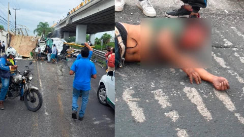 Sujeto se accidenta en camión, sobrevive y se avienta de un puente peatonal en Cuernavaca, Morelos
