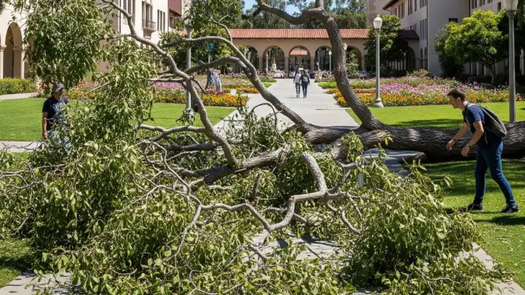 Árbol caído en Universidad de California