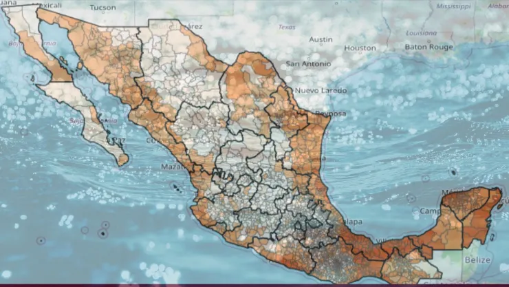 Estos es el mapa de México con los estados con mayor riesgo de inundaciones