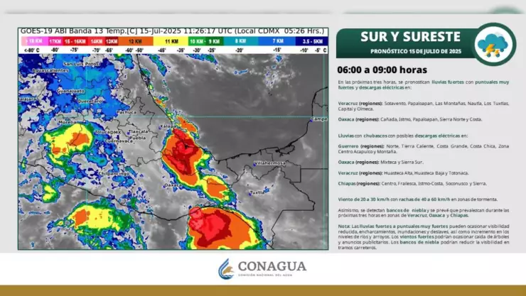 Pronóstico en Guerrero hoy, 15 de julio de 2025