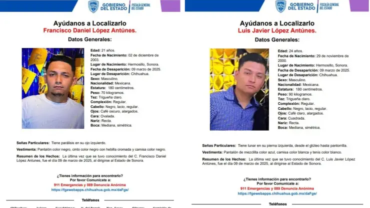 Dos jóvenes de Sonora desaparecieron
