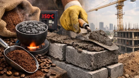 Café usado en un concreto ecológico