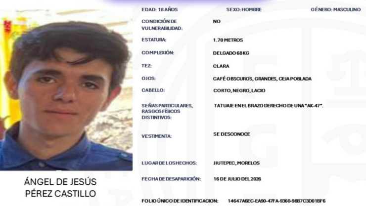 DESAPARECE joven en Jiutepec; SE BUSCA a Ángel de Jesús Pérez Castillo.
