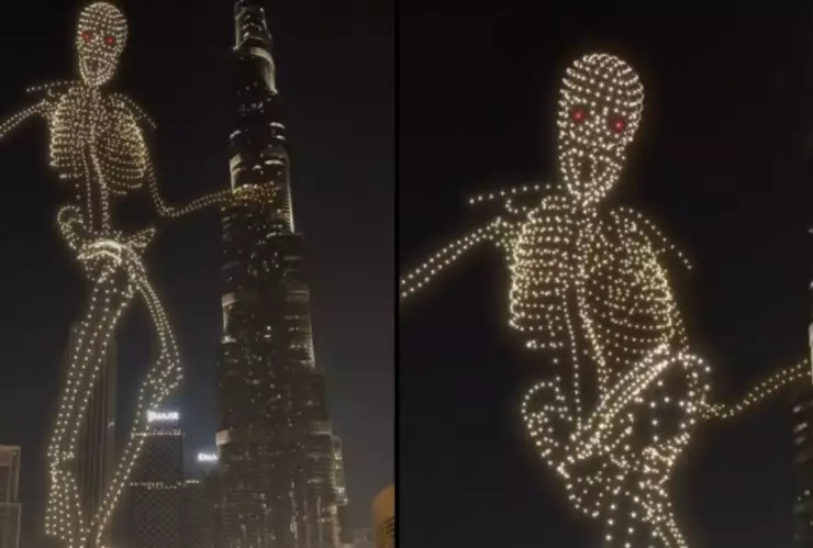 ¿Es real? La enorme calavera hecha con drones por Halloween se vuelve viral (VIDEO)