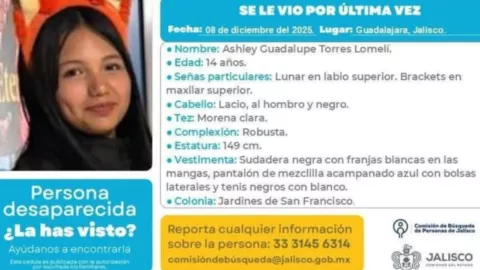 Alerta AMBER Jalisco: Desaparece Ashley Guadalupe Torres Lomelí de 14 años; esto se sabe