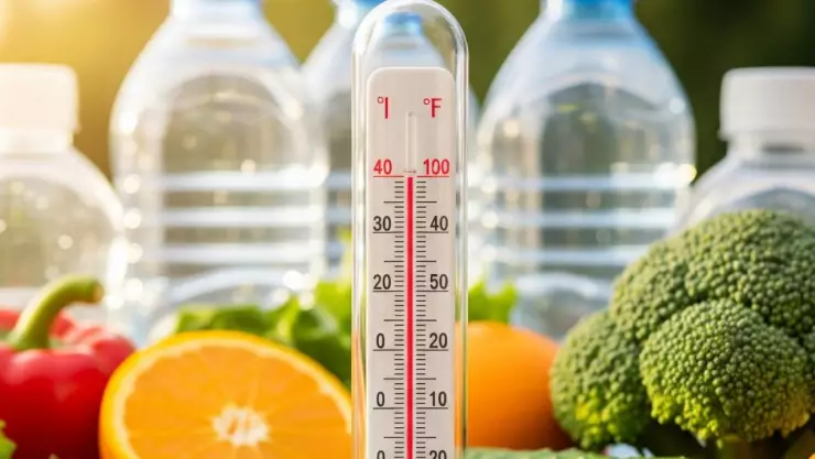 termómetro y alimentos