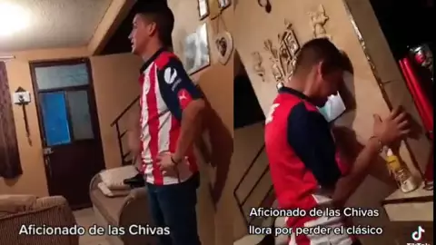 Aficionado de chivas enfurece.