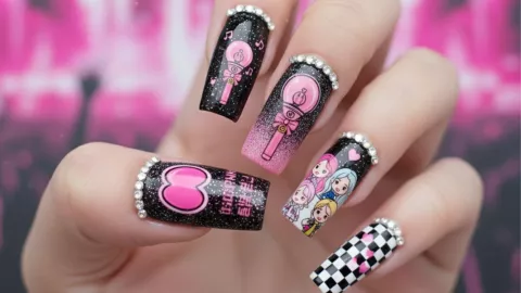 6 diseños de uñas inspirados en BTS, BLACKPINK y más grupos de k-pop hechos por la IA