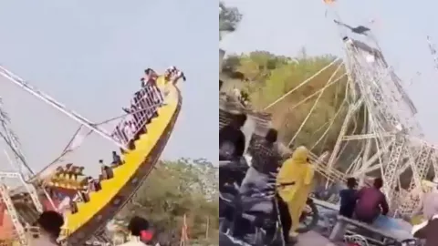 VIDEO ¡IMÁGENES FUERTES! Momento exacto en el que juego mecánico ‘Dragón’ se desploma en India