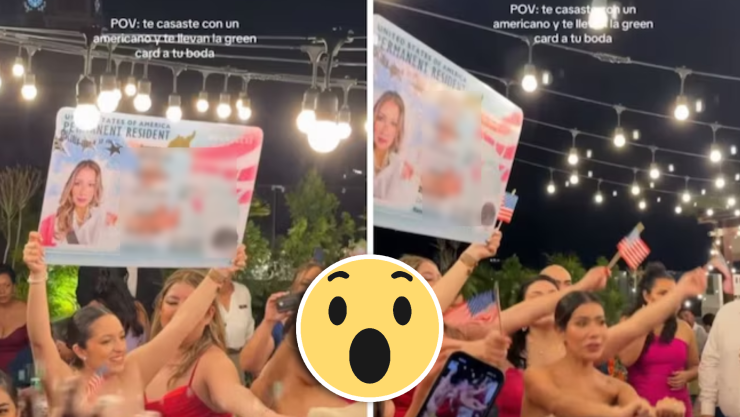 VIDEO VIRAL_ Mexicana celebra su boda con una ‘Green Card’ gigante; desata polémica en redes.webp