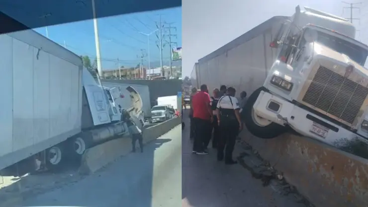 VIDEO: Accidente en la 5 y 10; tráiler se impactó contra camellón