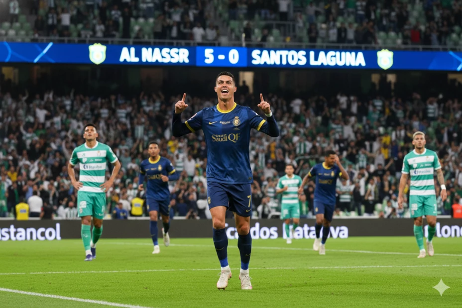 Cristiano Ronaldo Golea al Santos 5 a 0 en el TSM de Torreón.