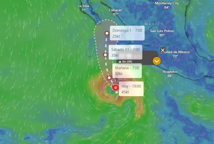 TORMENTA TROPICAL ALVIN TRAYECTORIA