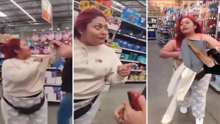 Video_ Mujer se quita la ropa en supermercado tras ser sorprendida robando.jpg