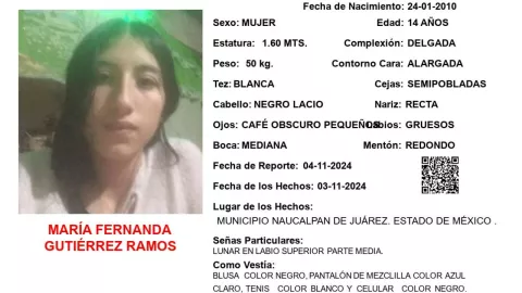 ALERTA AMBER: María Fernanda desapareció en Naucalpan, Edomex; su familia la busca con urgencia